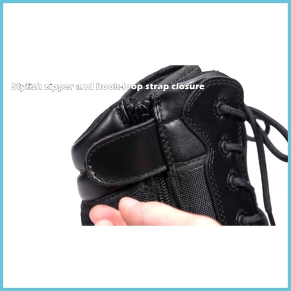Leather Military Tactical Work Boots Side Zip Motorcycle Combat Boots